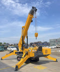 Compact Hydraulic Crawler Boom Hoist System for Industrial Lifting and Building Maintenance with yellow arm extended
