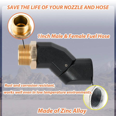 360 Degree Fuel Hose Swivel Connector For Fuel Transfer Pumps And Nozzles, 1 Inch NPT, 2-Pack, Heavy-Duty Zinc Alloy, Leak-Proof And Rust-Resistant, High-Temp Fuel Line Swivel For Smooth Multi-Plane Operation on black swivel fitting