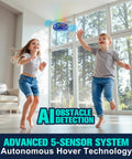 Children playing indoors with Hand Operated Kids Drone With AI Motion Sensor, Rechargeable Mini Quadcopter That Auto Hover
