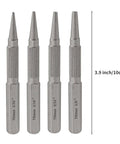 4 Piece Nail Punch Set Center Punch Kit Includes 1/32 1/16 3/32 And 1/8 Inch Nail Setter Tools For Carpentry And Woodworking
