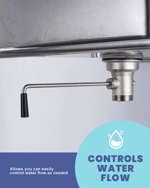 Under-sink view of Heavy-Duty Brass Commercial Sink Drain With Twist Handle For Three And A Half Inch Openings