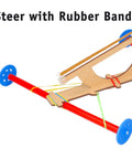 Rubber Band Propeller Car Kit For Classrooms 30 Pack STEM Project For Ages 8 Plus Kid Friendly Hands On Learning Complete Supplies For 30 Builds Easy Setup Energy To Motion Science Experiment For After School Programs, rubber band car with blue wheels