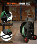 Heavy Duty Banding Strapping Cart Smooth Operator Rig For Pet Pp And Fiber Rolls Featuring Easy Slide Anti Retreat Pulleys and Locked Down Brakes Ready For The Daily Warehouse Grind with anti-tangle wheel disc.