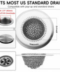 Easy Peasy Shower Drain Hair Catcher And Bathtub Drain Cover featuring stainless steel design, 4.4 inch size, suitable for standard drains.