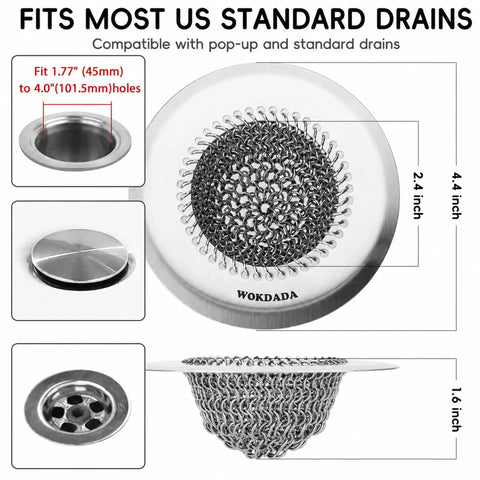 Easy Peasy Shower Drain Hair Catcher And Bathtub Drain Cover featuring stainless steel design, 4.4 inch size, suitable for standard drains.