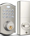 Keyless Entry Door Lock With Keypad And Smart Deadbolt Auto Lock Waterproof Security For Front Door, silver finish