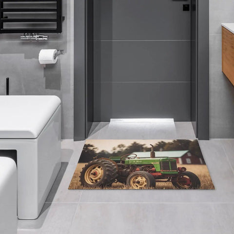 Tractor Photo Farm Area Rug Cozy Crystal Velvet Non Slip Furry Carpet For Living Room Indoor Machine Washable Rug Entryway Floor Mat