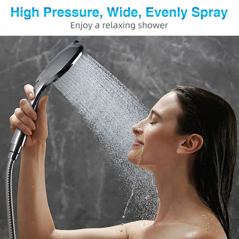 Five Function Handheld Shower Head With 70.8 Inch Stainless Steel Hose And Bracket Chrome Finish 4.7 Inch Hand Shower 6 Feet Hose Plumber Tape Easy Clean Power Wash Massage Rain Mix Mist