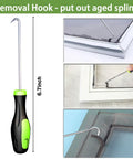 Three In One Screen Repair Kit With Nylon Roller, Steel Roller And Removal Hook shown removing aged spline