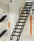 Electric Attic Ladder With Remote Control Pull Down Loft Stairs And Heavy Duty Carbon Steel Retractable Ceiling Staircase in use.