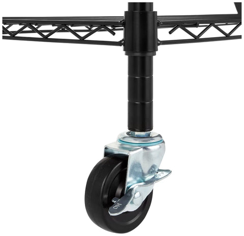 Shop Ready Heavy Duty Five Shelf Garage Storage Rack With Roll Around Caster Wheels Adjustable Metal Wire Tiers To Stack Your Tools 300 Lbs Load Black Steel Organizer Workstation