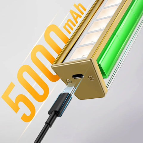 Charging port of Brushed Gold Battery Operated Picture Light 16 Inch With Dimmable CCT showing 5000mAh capacity