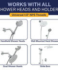 Solid Metal 9 Foot Chrome Shower Hose With Extra Long 108 Inch Reach for various shower head setups, universal 1/2" NPS threads