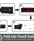 Step-by-step folding guide for Car Seat Travel Backpack For Air Travel Universal Infant Car Seat Gate Check Bag Cover Foldable Travel Case With Pouch No Fuss Gate Check On Airplane Black into its pouch.