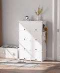 Six Tier Shoe Storage Cabinet For 24 Pairs Of Shoes Plastic Shelves Organizer For Closet Hallway Bedroom And Entryway Space Saving Shoe Rack With Easy Access And Big Capacity against wall.