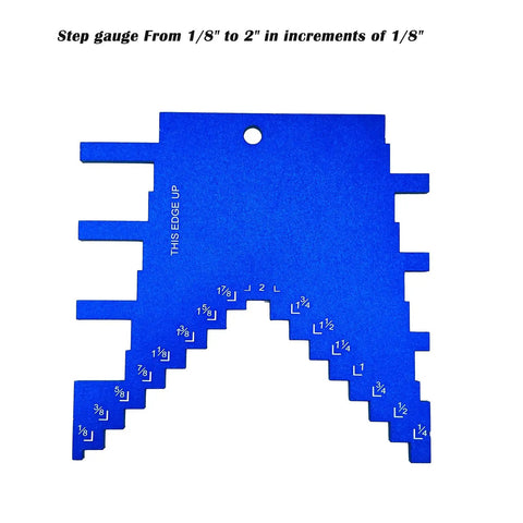 Blue 2 In 1 Router Depth And Saw Gauge For Woodworking Pro Grade Aluminum Step Depth Gauge With Laser Engraved Readouts