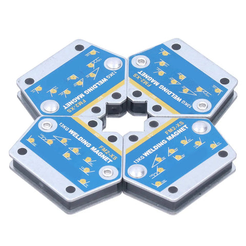 Heavy Duty 4 Piece Magnetic Welding Positioner Kit With Strong Suction Holds Up To 13KG for stable metal positioning.