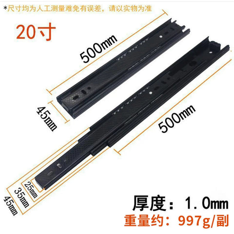 Beefed-Up Drawer Slide Track Kit 20 Inch Three-Section Ball Bearing Rails 4510T Cold Rolled Steel 2 Pack