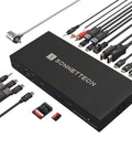 Heavy Duty Thunderbolt 5 Dock With 10Gb Ethernet, showing three Thunderbolt ports, USB connectors, and SD card slot.