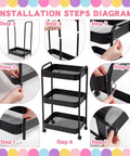 Assembly instructions for Hydration Station Top Notch Classroom Rolling Cart With 3 Tier Plastic Bottle Organizer, Black.