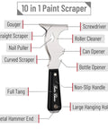 10 In 1 Painters Tool Scraper Knife For Paint Removal Putty Spackle Woodworking With Rust Resistant Blade And Wood Grip Multi Purpose DIY