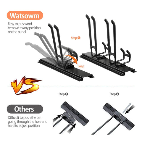 Comparison of 48 Inch Garage Tool Organizer Wall Mounted Storage Rack With Six Double Layer Hooks showing installation ease