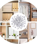 Transparent Shelf Support Pegs 95 Pack For Bookcases And Furniture with clear pegs and cabinet shelves in background
