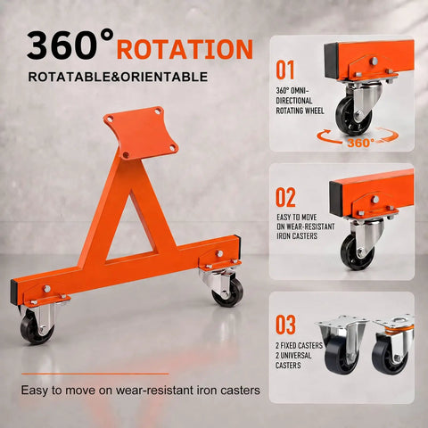 Heavy Duty Rolling LS Engine Stand Cradle Built Like A Tank For Gm Chevy Lsx Swap with 360° rotating iron casters for mobility.