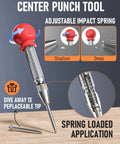 Slick Mechanical Carpenter Pencils Kit With Heavy Duty Construction Marking Tools And Woodworking Drafting Supplies Including A Center Punch And Carbide Scribe For Daily Shop Floor Grind - Adjustable center punch tool with replaceable tip.