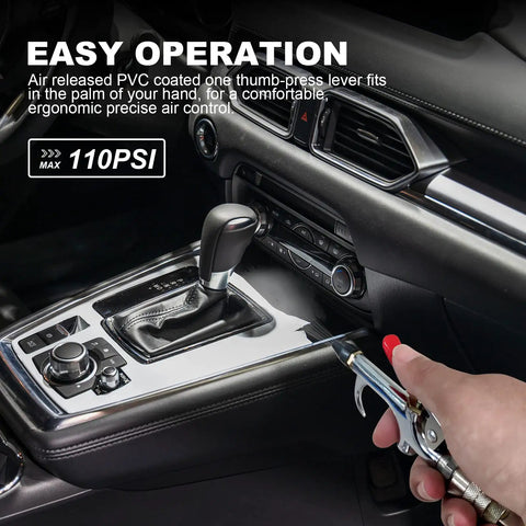 2 Way Connection Air Nozzle Blow Gun With Rubber Tip And One Quarter Inch Quick Fitting Air Compressor Blower in use