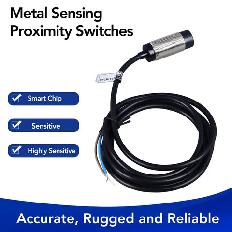 Two Pack 8mm Proximity Switch Sensor, 2 Wire Normally Open, Quick Response Inductive Proximity Sensor with cable