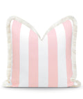 Coastal Stripe Pillow Cover 20x20 For Indoor Outdoor Use Water Repellent Polyester Front White With Blush Pink Stripes Reverses To Solid
