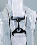 Durable Clear Crossbody Shoulder Purse Heavy Duty Transparent Storage Bag For Field Engineers And Desk Pros Slick Laptop Tool Carrier Grab And Go Commute Ready close-up of buckle and strap details.