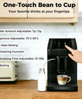 Kick Start Your Day With This Sleek Automatic Espresso Machine Packing A Built In Grinder 19 Bar Pressure And Quick Self Clean Touch Panel For Hella Smooth Latte And Cappuccino Shots At Home Or Work, showcasing drink preparation settings.