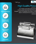Door Stopper Catch And Holder Heavy Duty Marine Grade Stainless Steel Rust Resistant Ideal For Boats And RVs Marine Use Doors Cabinets And Hatches Height One And A Half Inches, shown with durability features