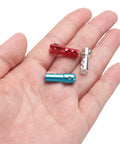 4 Pieces Metal Clevis M2 Thread Aluminum Alloy Clevis Servo Horn Tie Rod Chuck Connectors With Screws For RC Airplane Car Helicopter Model Replacements Silver Go To RC Hobby, close-up in hand
