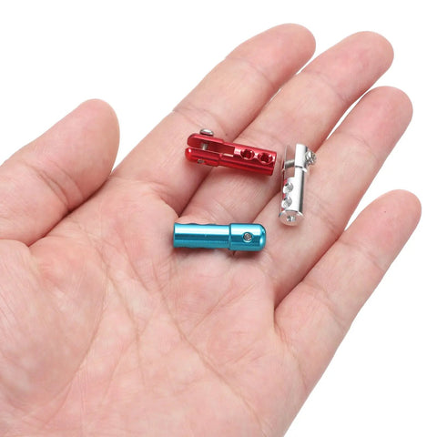 4 Pieces Metal Clevis M2 Thread Aluminum Alloy Clevis Servo Horn Tie Rod Chuck Connectors With Screws For RC Airplane Car Helicopter Model Replacements Silver Go To RC Hobby, close-up in hand