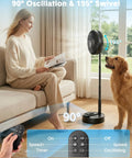 Boss Level All In One Portable Oscillating Fan With Eight Inch Head Rechargeable 8000mAh Battery USB Powered Quiet Remote Foldable