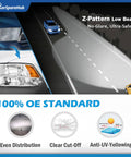 Diagram of Quad Hole Headlight Assembly With Bulbs For Dodge Ram, showing OE standard features and Z-pattern low beam illustration