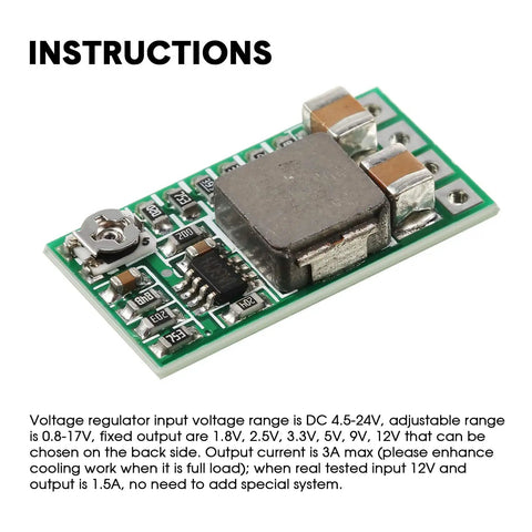 20 Pack DC Buck Regulator Modules Input 4.5 to 24V Fixed 5V or Adjustable 0.8 to 17V Up to 3A Mini Voltage Reducer on white background