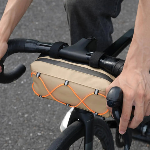 Front Bike Bag Waterproof Big Capacity Handlebar Storage Bag For Gear Tools Snacks Water Bottle And Phone mounted on bike