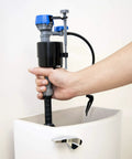 Hand installing Universal Toilet Fill Valve Kit Two Pack Quiet Fast Fill No Fuss Easy Install Adjustable Tank And Bowl Water Levels Fits Most Toilets Reduces Noise And Improves Flush With Clear Step By Step Instructions in toilet tank.