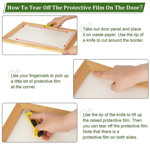 Step-by-step guide for removing protective film from Outdoor Library Book Box Storage Small Wooden Cabinet For Neighborhoods And Schools.