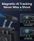 Close-up of Magnetic-AI module on Smooth 5S AI Combo 3 Axis Gimbal Stabilizer for iPhone 15 Pro Max and Android Smartphones.