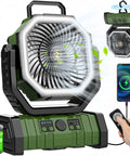 Go To 20000mAh Camping Fan With Remote And Led Lantern Auto Oscillating Portable Breeze For Tent RV And Outdoors, battery display