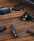 Go-To Flexible Drill Bit Extension Set With Right Angle Attachment 360 Degree Rotatable Includes One Quarter Inch One Three Eighths Inch One Half Inch Hex Shank Socket Adapters For Power Drill Driver Cordless Drill And Screwdriver