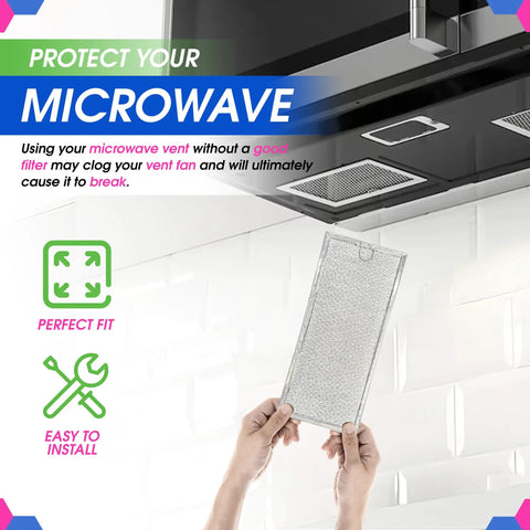 Over The Range Microwave Vent Filter Replacement 13.3 By 5.85 Inch Aluminum Mesh Grease Filter For GE Whirlpool Samsung Maytag OTR Vent Fans 2 Pack No Fuss Install