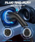 Level 2 EV Charger 32A 7.4 kW Portable With 25 Foot Cable ETL Certified SAE J1772 240 Volt NEMA 14 50 plug and play