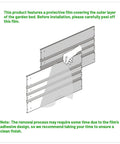 Illustration showing protective film being peeled from galvanized panel of Two Pack 4x2x2 Ft Raised Garden Beds Outdoor Galvanized Planter Boxes.