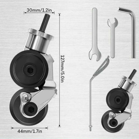 Sheet Metal Nibbler Drill Attachment For Electric Drills Plate Cutter Shears Tool Quick Install Spark Free Burr Free Cuts Iron Steel White Sheet Metalworking dimensions and tools